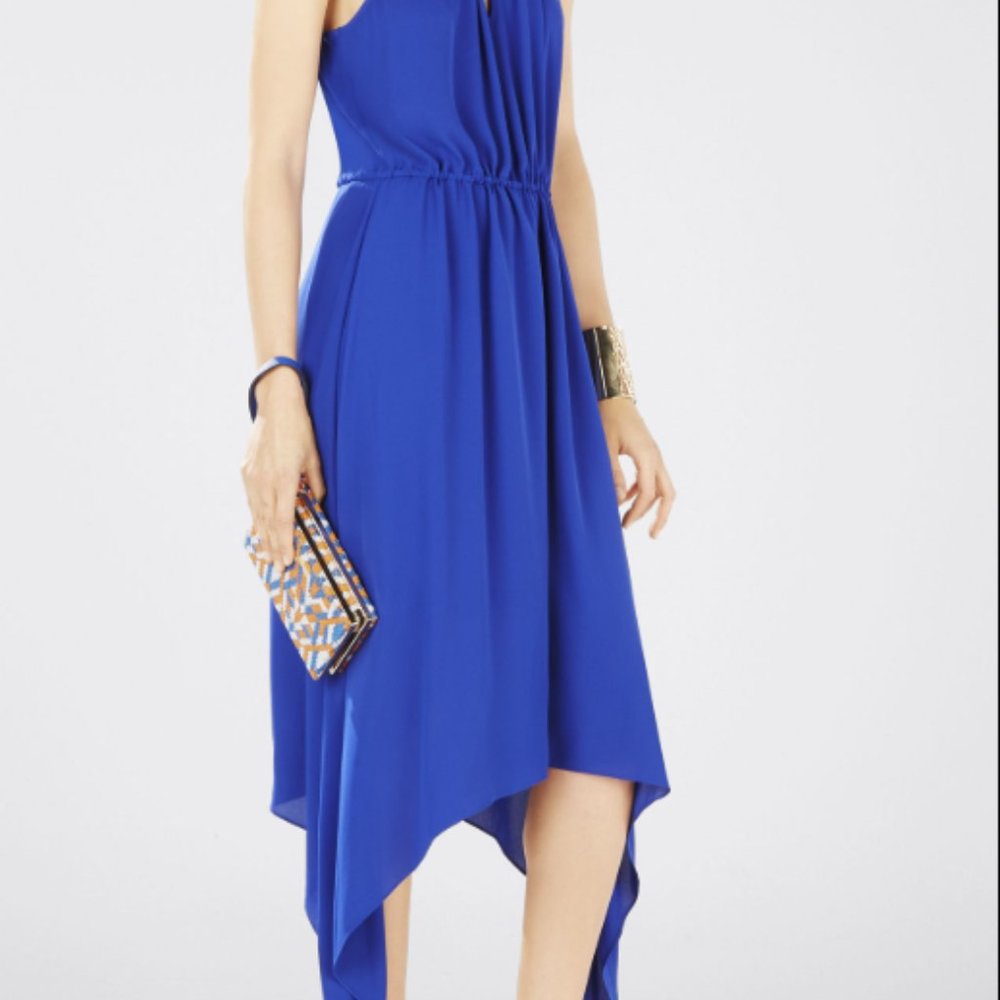 BCBGMaxAzria Royal Blue Keelie Halter Dress Small